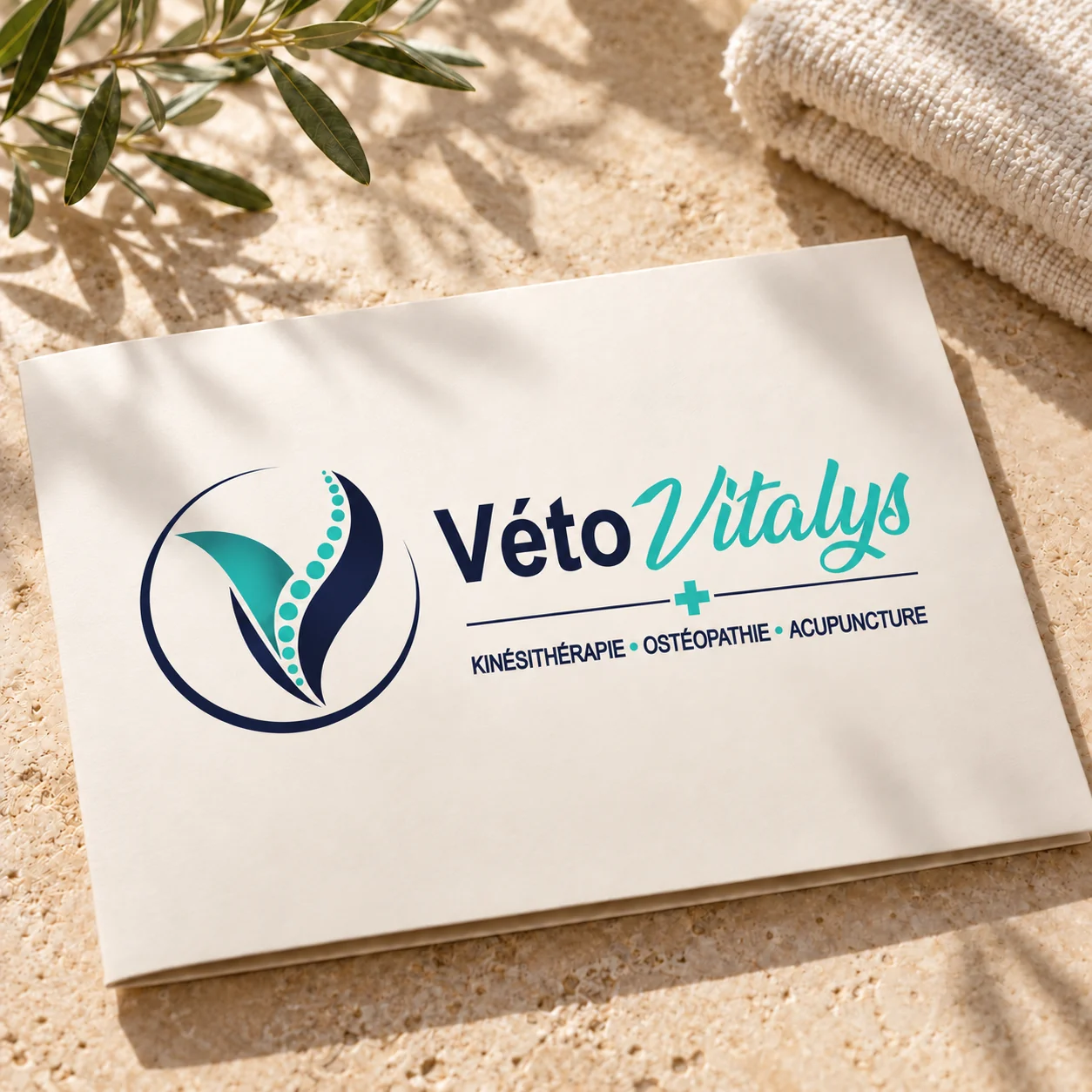 Mockup du logo VétoVitalys sur une carte ivoire