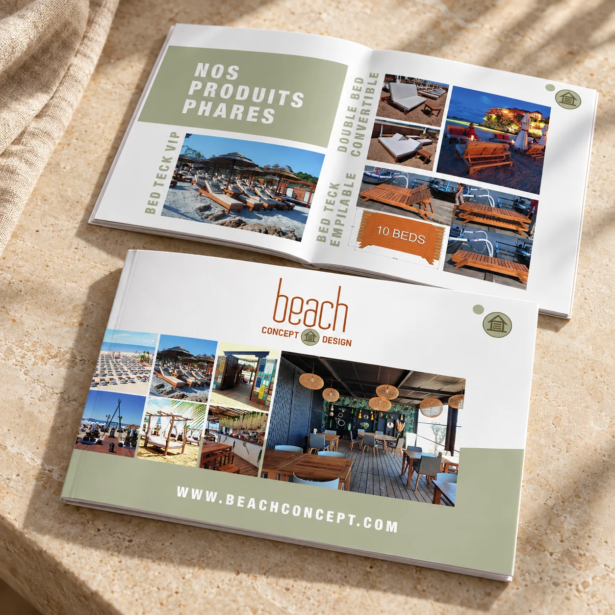 Plaquette commerciale Beach Concept : couverture et intérieur